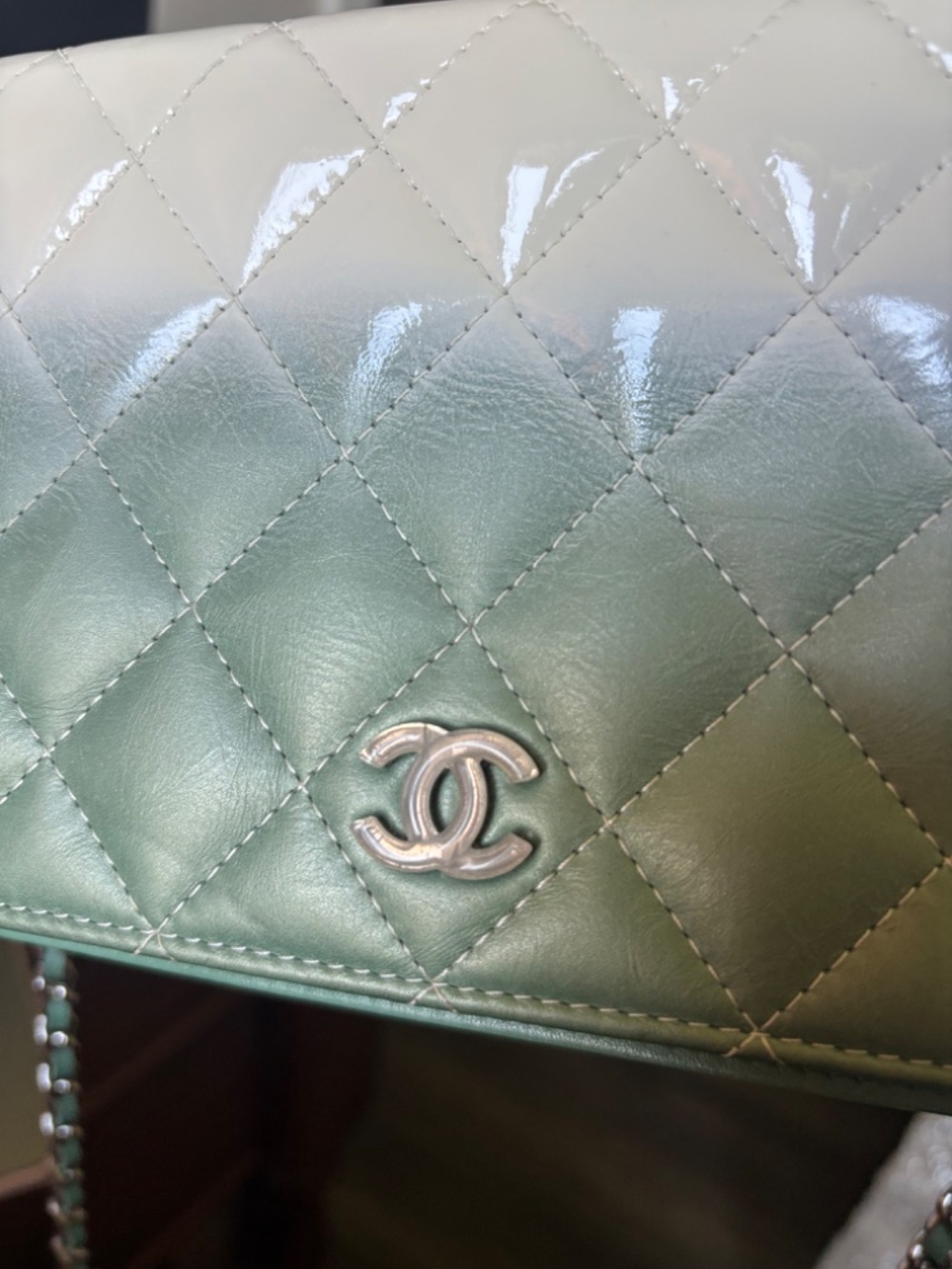 CHANEL Quilted Ombre Wallet On Chain Silver toned HW - Picture 13 of 16